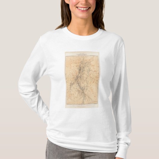 鉱区を示すWashoe地区の地図 Tシャツ (正面)