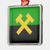 鉱夫・鉱山労働者国旗 メタルオーナメント (左)
