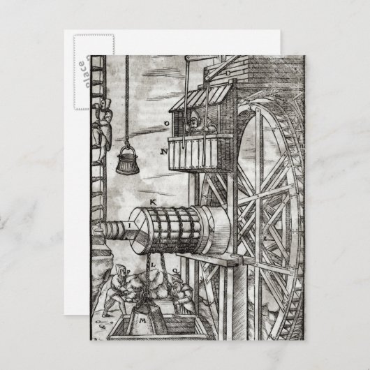 鉱山から水を汲み上げるための巻揚機 ポストカード (正面/裏面)