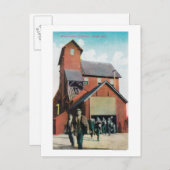 鉱山の外部ビュー、労働者が終了 ポストカード (正面/裏面)