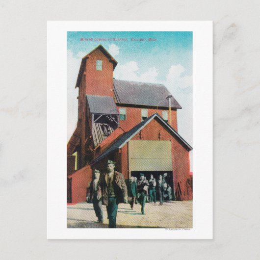 鉱山の外部ビュー、労働者が終了 ポストカード (正面)