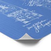 鉱山エレベーター1892特許技術青写真 ポスター (角)