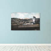 鉱山立坑と町の空中見解 キャンバスプリント (インサイチュ (ウッドフロア))