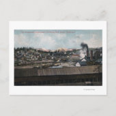 鉱山立坑と町の空中見解 ポストカード (正面)