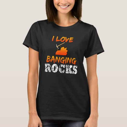 鉱業エンジおもしろいニア引用文炭鉱夫I Love Bang Tシャツ (正面)