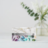 鉱物アメジスト結晶石英組織 名刺 (スタンド正面)