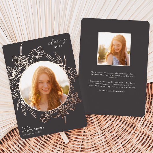 鉱物フローラ箔の写真卒業発表 箔招待状