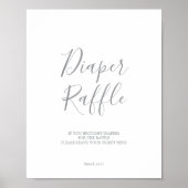 銀おむつラッフル赤ちゃんシャワーサイン ポスター (正面)