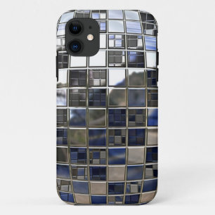 銀およびある青いディスコの球の鏡 iPhone 11 ケース