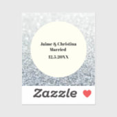 銀およびアイボリー結婚式の引き出物ビニル シール (シート)