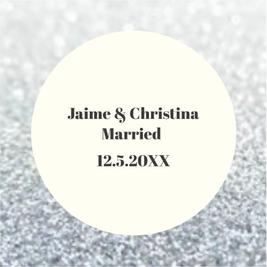 銀およびアイボリー結婚式の引き出物ビニル シール (正面)