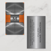 銀およびオレンジステンレス鋼の金属 名刺 (正面/裏面)