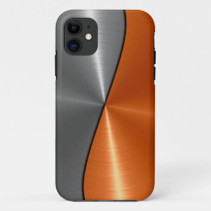 銀およびオレンジステンレス鋼の金属 iPhone 11 ケース