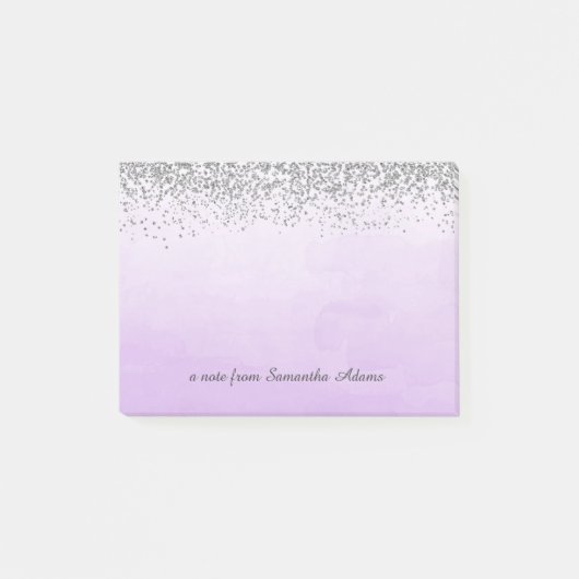 銀およびグラデーションな紫色のノート ポストイット (正面)
