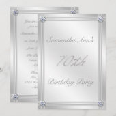 銀およびダイヤモンドの効果の第70誕生会 招待状 (正面/裏面)