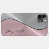 銀およびピンクのステンレス鋼メタル Case-Mate iPhoneケース (裏面(横))