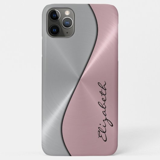 銀およびピンクのステンレス鋼メタル Case-Mate iPhoneケース (裏面)