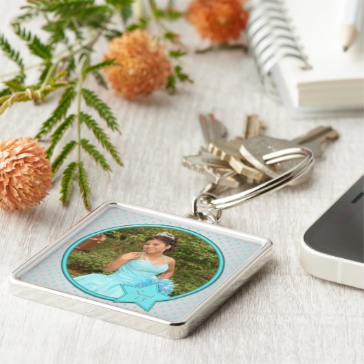 銀および水の水玉模様キンセアニェラKeychain キーホルダー (側面)