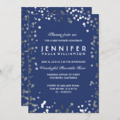 銀および海軍紙吹雪の点のヴィンテージのベビーシャワー 招待状 (正面/裏面)