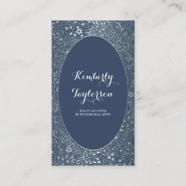 銀および海軍花のエレガントなヴィンテージけれどもモダン 名刺