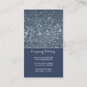 銀および海軍花のエレガントなヴィンテージけれどもモダン 名刺 (裏面)