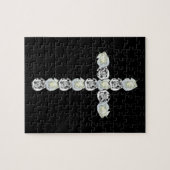 銀および白いバラの十字 ジグソーパズル (横)