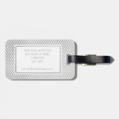 銀および白くストライプのな荷物のラベル ラゲッジタグ (裏面横)