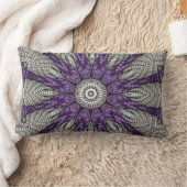 銀および紫色の抽象芸術 ランバークッション (ブランケット)