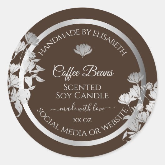 銀および茶色の包装ラベルプロフェッショナル ラウンドシール (正面)