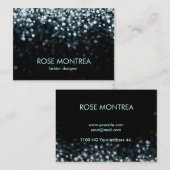 銀および落ちる黒いグリッターの名刺 名刺 (正面/裏面)