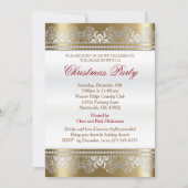 銀および金ゴールドのクリスマスの休日の木 招待状 (正面)