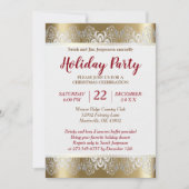 銀および金ゴールドのクリスマスの休日の木 招待状 (正面)