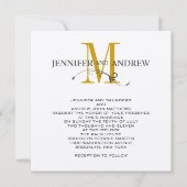 銀および金ゴールドのモノグラムの結婚式招待状 招待状 (正面)