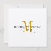 銀および金ゴールドのモノグラムの結婚式招待状 招待状 (裏面)