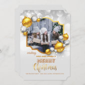 銀および金ゴールドの写真の休日カード シーズンカード (正面/裏面)