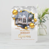 銀および金ゴールドの写真の休日カード シーズンカード (スタンド正面)