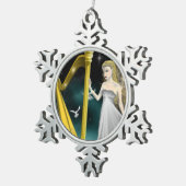 銀および金ゴールドの天使のオーナメント スノーフレークピューターオーナメント (右)