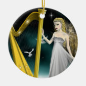 銀および金ゴールドの天使の円のオーナメント セラミックオーナメント (正面)