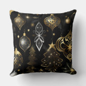 銀および金ゴールド伝統的オーナメントパターン クッション (裏面)