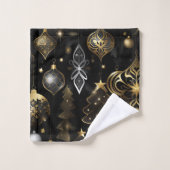 銀および金ゴールド伝統的オーナメントパターン バスタオルセット (ウォッシュタオル)