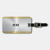 銀および金ゴールド幾何学的デザイン ラゲッジタグ (正面横)