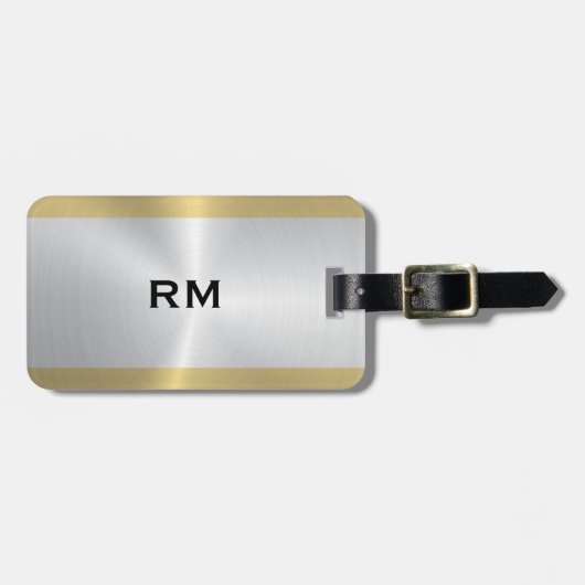 銀および金ゴールド幾何学的デザイン ラゲッジタグ (正面横)