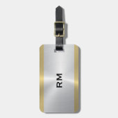 銀および金ゴールド幾何学的デザイン ラゲッジタグ (正面縦)