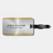 銀および金ゴールド幾何学的デザイン ラゲッジタグ (裏面横)