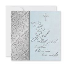 銀および青いスクロールされた結婚式招待状