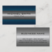 銀および青いステンレス鋼の一見 名刺 (正面/裏面)