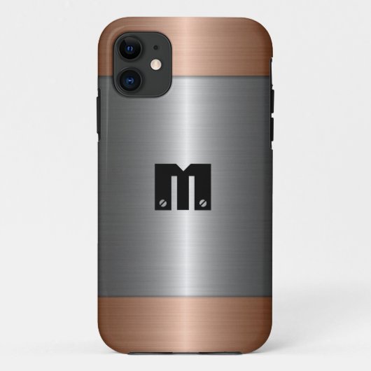 銀および青銅ステンレス鋼金属 Case-Mate iPhoneケース (裏面)