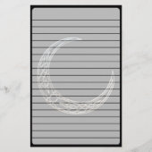 銀および黒のケルト族の三日月形の月 便箋 (正面)