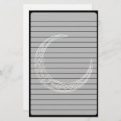 銀および黒のケルト族の三日月形の月 便箋 (正面/裏面)