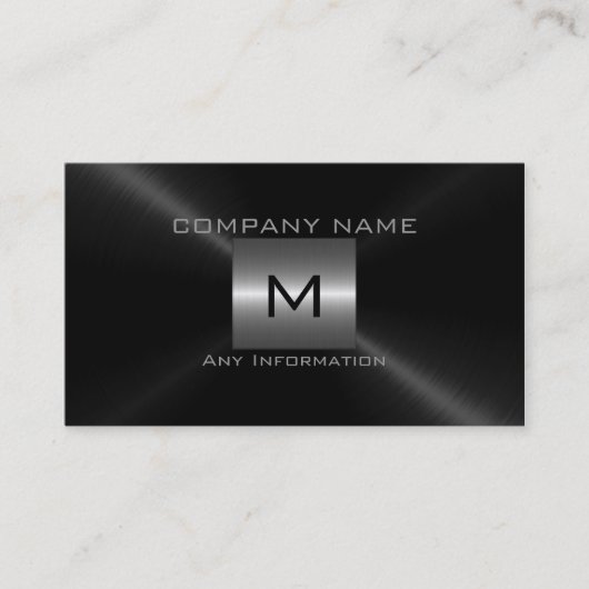 銀および黒のステンレス鋼の金属 名刺 (正面)